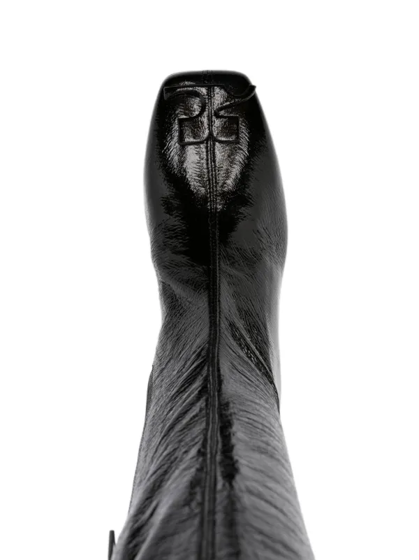 Courreges クレージュ /60mm ロゴプレートレザーブーツ Courrèges 60mm logo-plaque Leather Boots | Black | FARFETCH