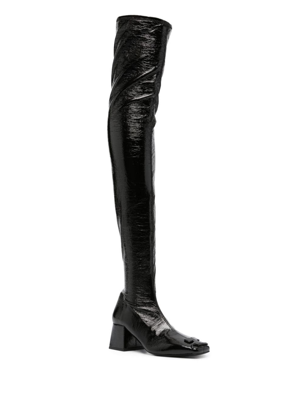 Courrèges 60mm logo-plaque leather boots - Zwart