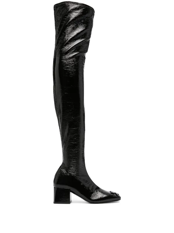 Courreges クレージュ /60mm ロゴプレートレザーブーツ Courrèges 60mm logo-plaque Leather Boots | Black | FARFETCH