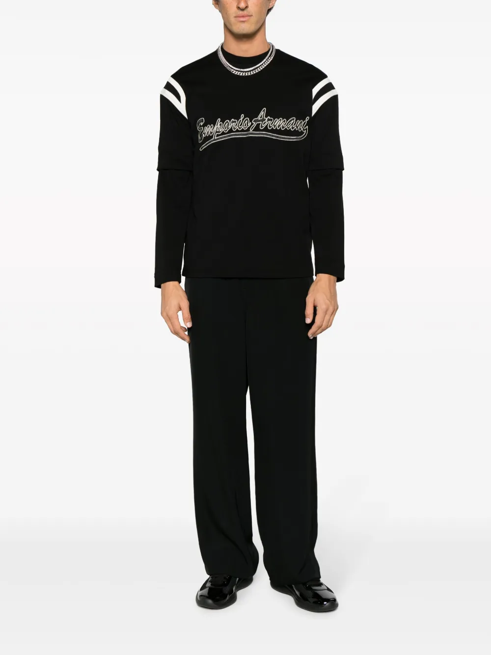 Emporio Armani sequin-embellished cotton T-shirt - Zwart
