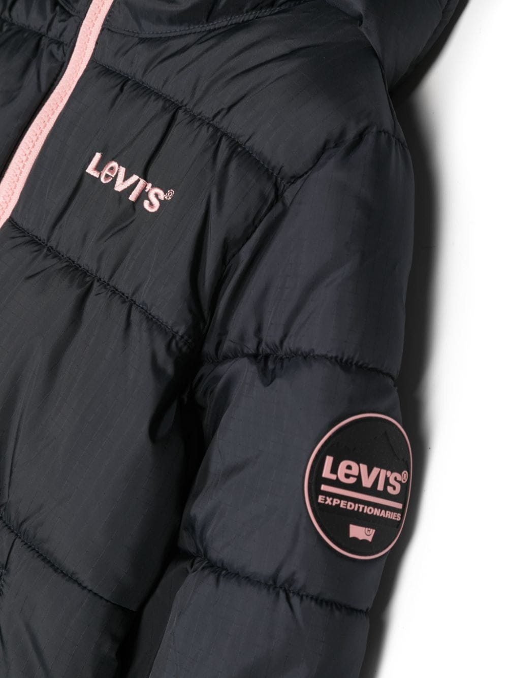 Shop Levi's Logo-embroidered Padded Jacket In Black