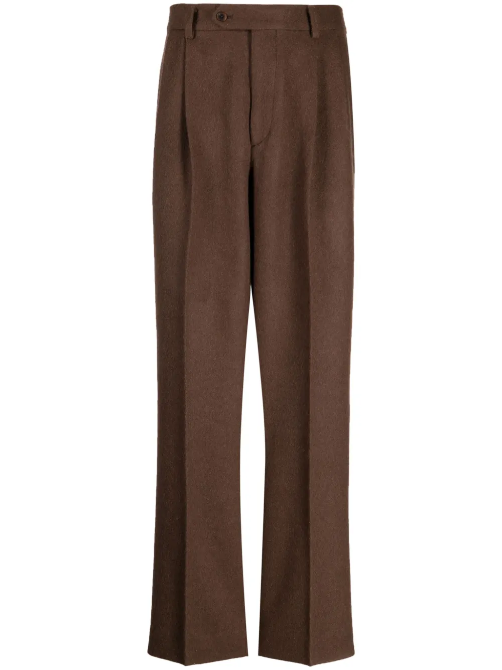 Auralee Straight Leather Pants In Brown