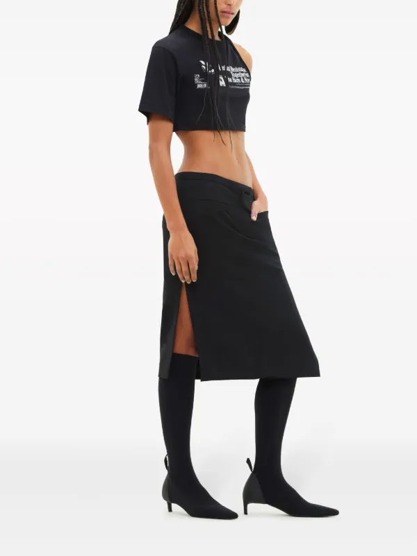 Courrèges Asymmetric Twist Cropped T-shirt | Black | FARFETCH JO