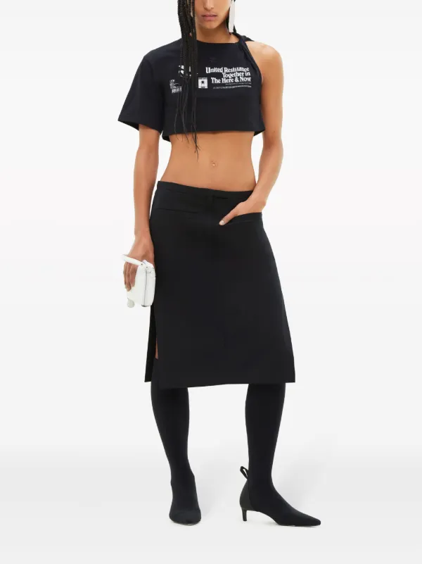 Courrèges Asymmetric Twist Cropped T-shirt | Black | FARFETCH