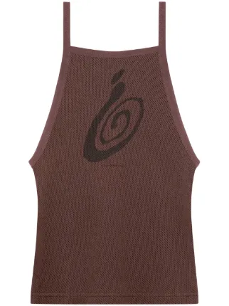 graphic print mesh tank top