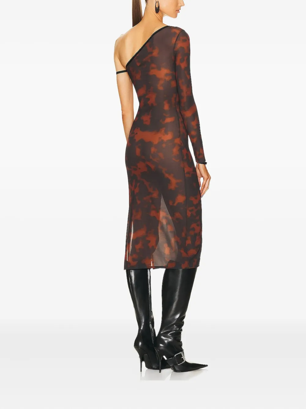Courrèges Abstract-pattern Print Midi Dress In Brown