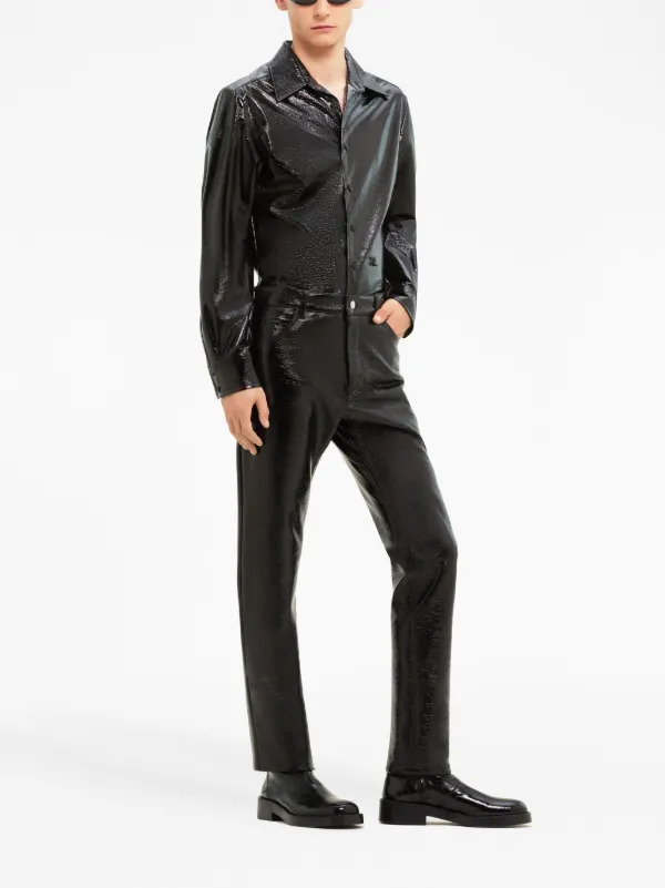 Courrèges faux-leather button-up Shirt | Black | FARFETCH SG