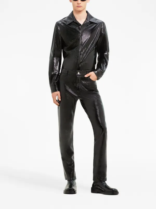 Courrèges faux-leather button-up Shirt | Black | FARFETCH SG
