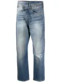 R13 stonewashed asymmetric cropped jeans - Blue