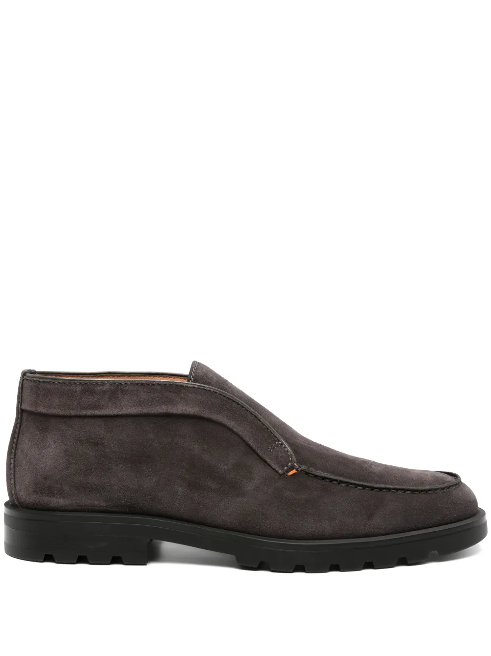 Santoni Suede Slip-on Loafers In Grey