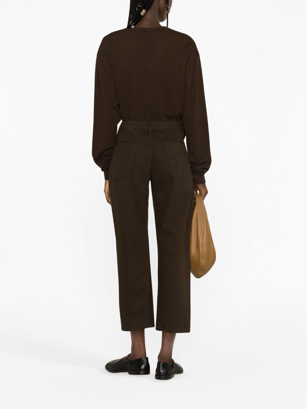 Shop Lemaire High-waist Straight Trousers In Brown