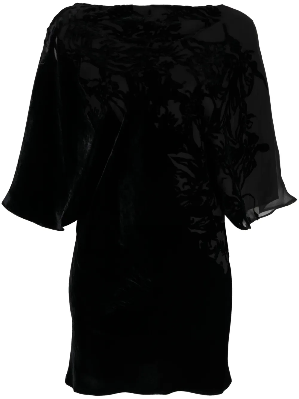 Rev Floral-print Velvet Dress