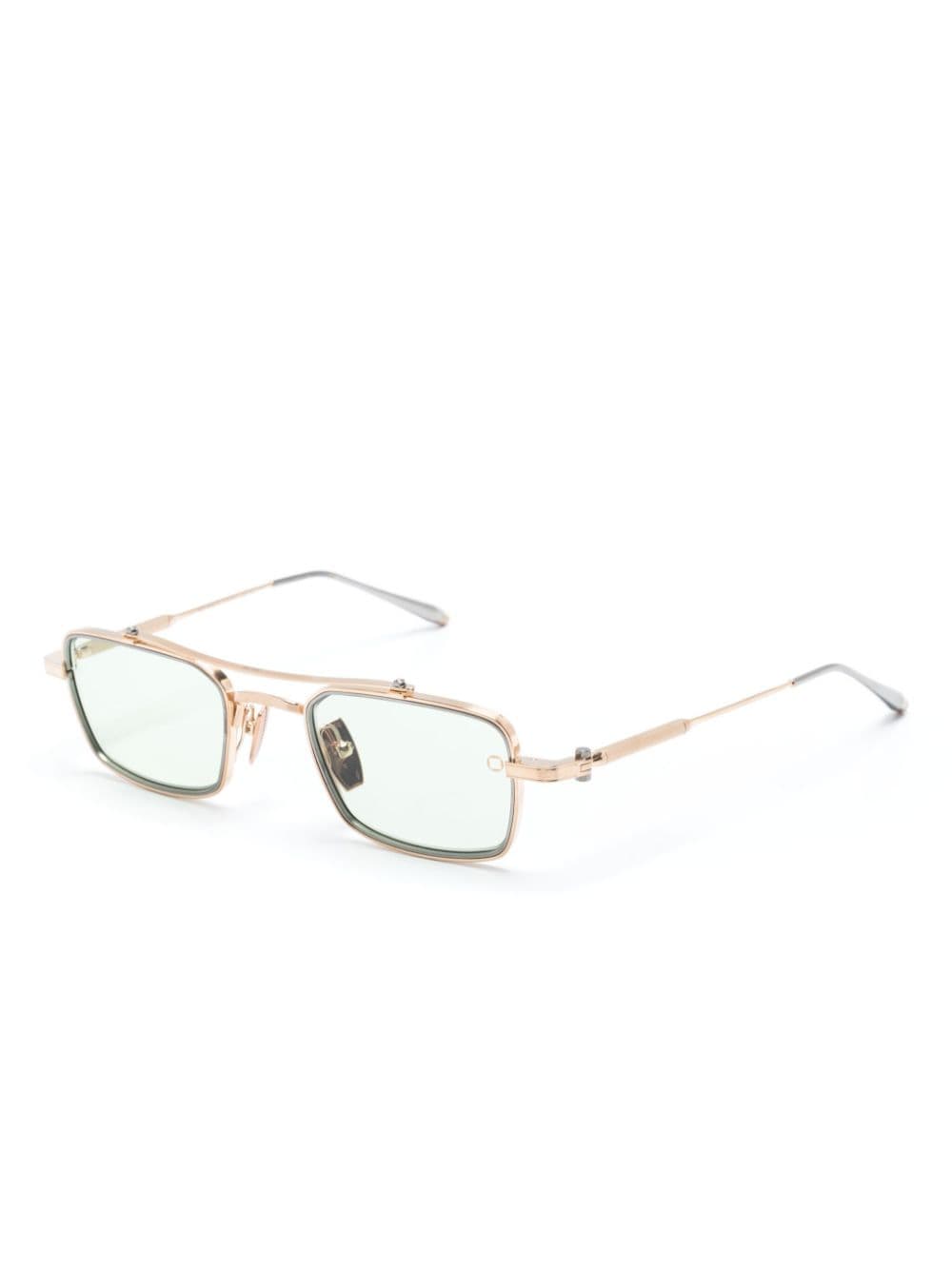 Shop Akoni Cassino Rectangular-frame Sunglasses In Gold