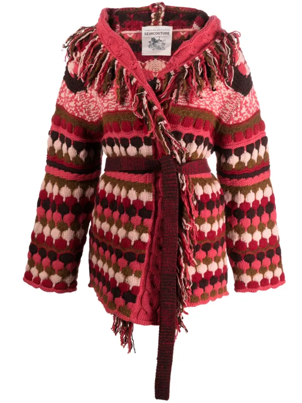 Belted 2024 jacquard cardigan