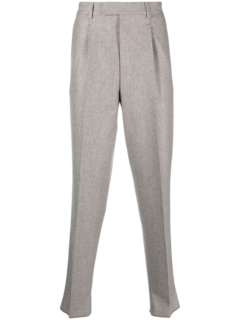 Zegna Tapered Wool Chino Trousers In Grau