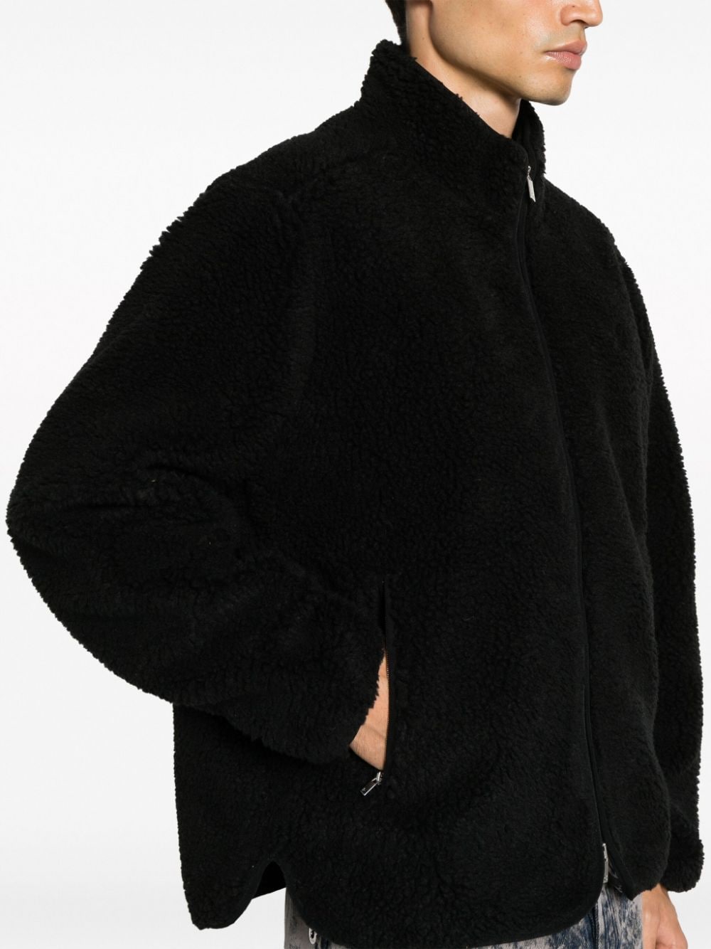 Shop Represent Fuzzy Zip-up Jacket In Black