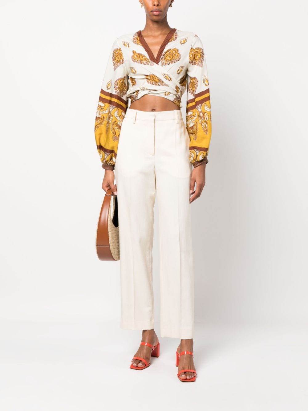 Shop Johanna Ortiz Nobles Cusqueños Cropped Blouse In Neutrals