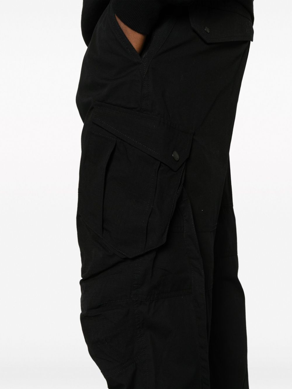 Shop Maharishi Straight-leg Cotton Blend Trousers In Black