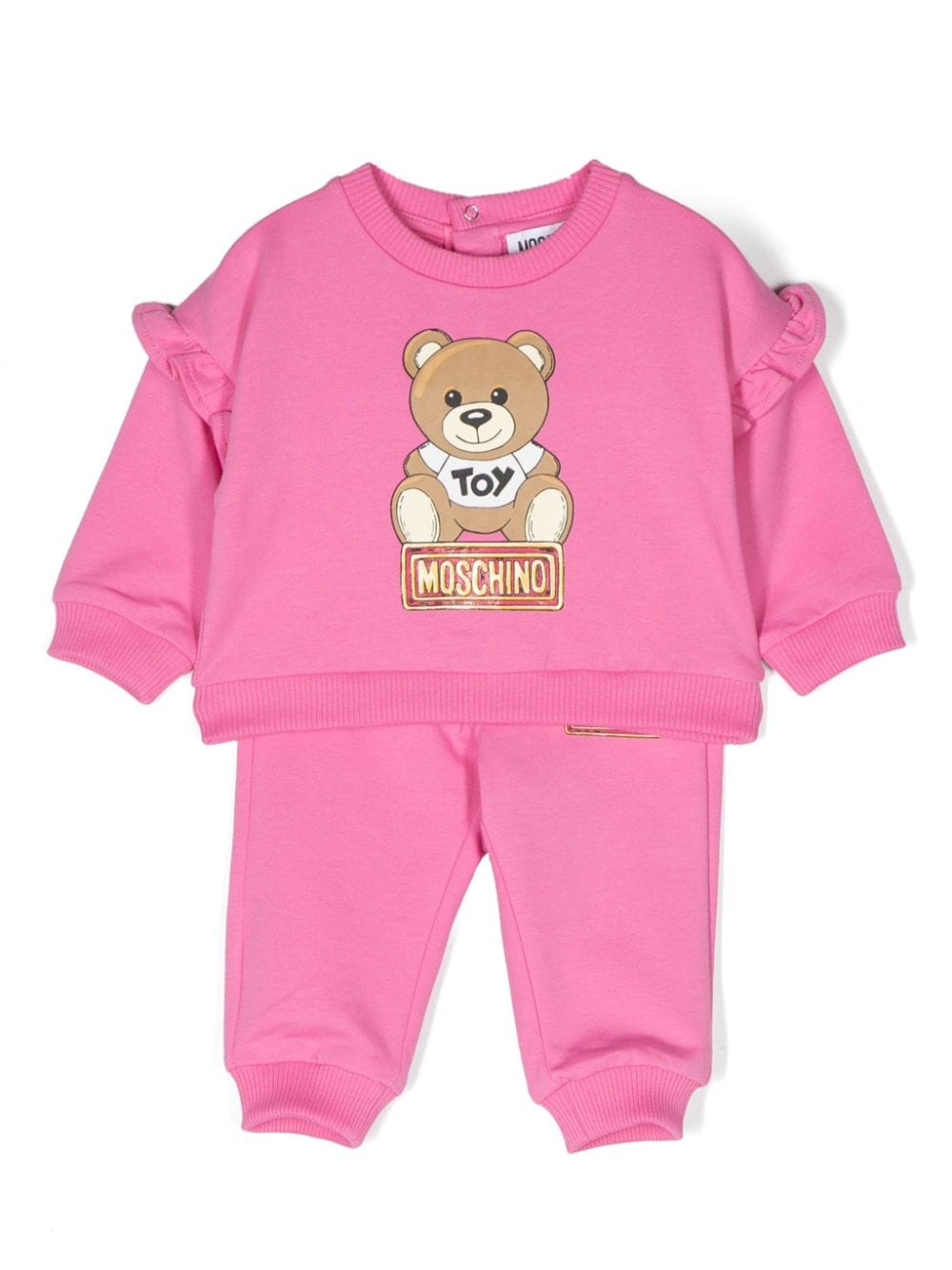 Moschino Babies' Teddy Bear-print Cotton Tracksuit Set In Pink