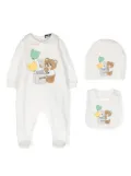 Moschino Kids Teddy Bear-print cotton babygrow set - White