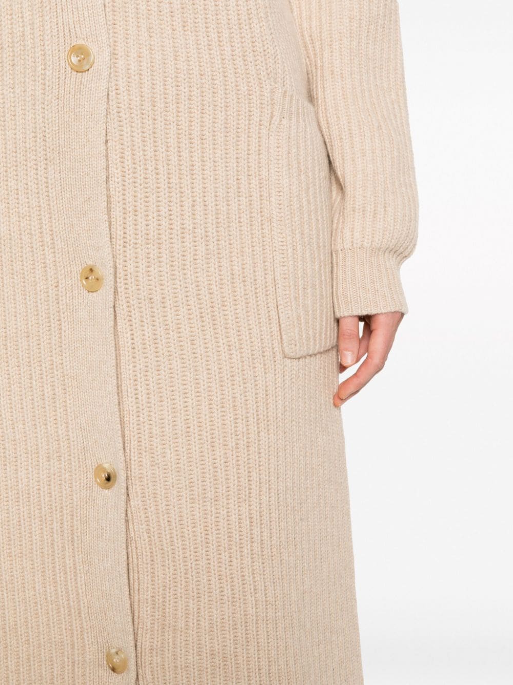 Shop Max Mara Ribbed-knit Wool-cashmere Cardi-coat In Neutrals
