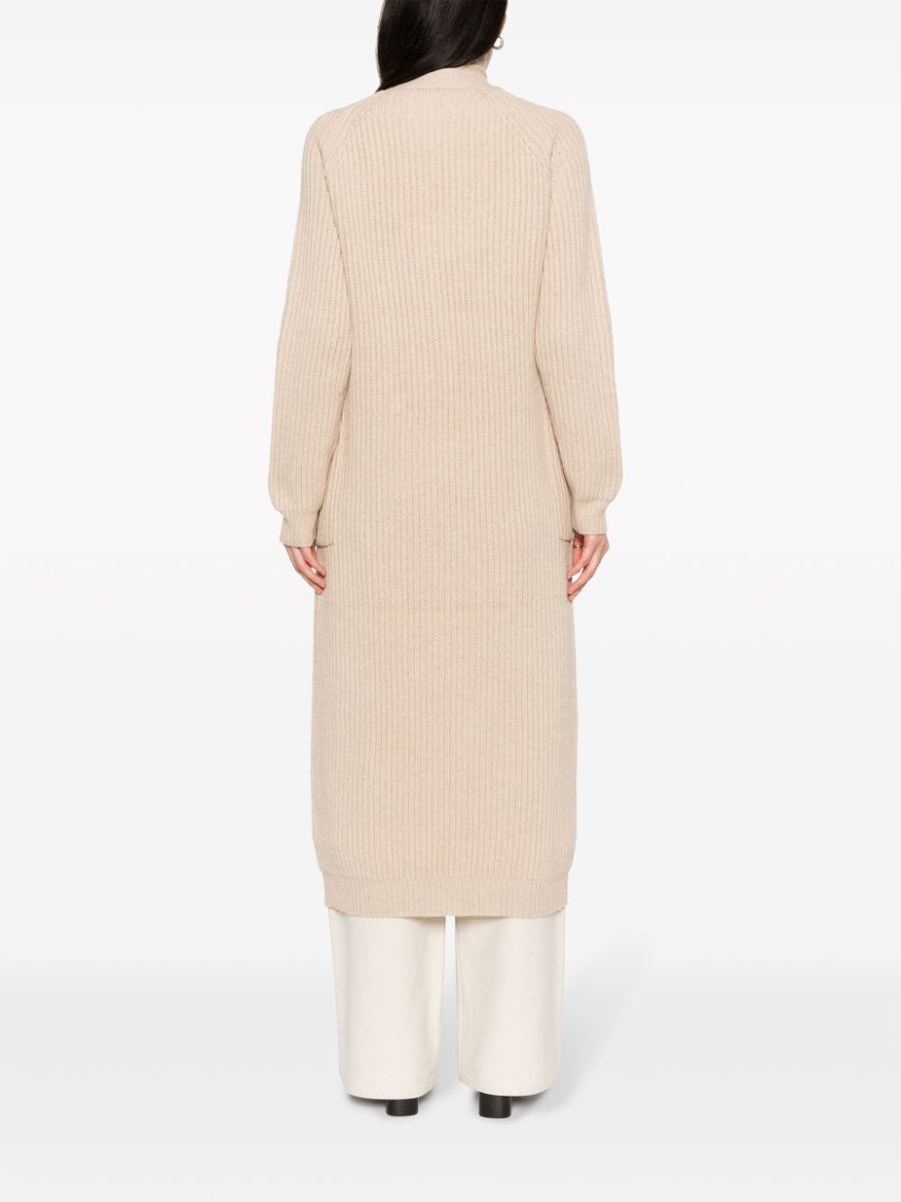 Shop Max Mara Ribbed-knit Wool-cashmere Cardi-coat In Neutrals