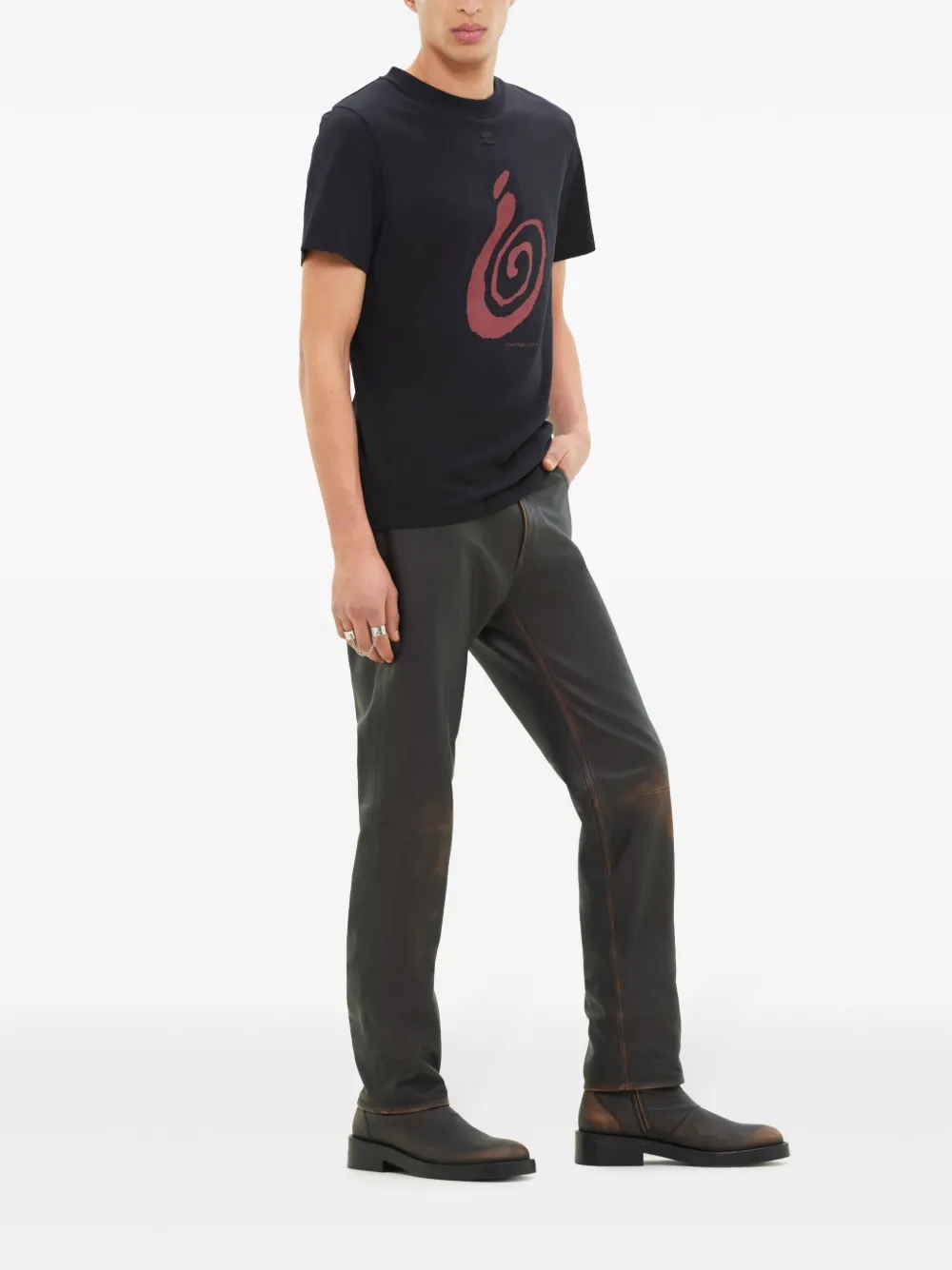 Courrèges T-shirt met print Zwart
