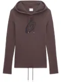 Courrèges logo-print mesh hoodie - Brown