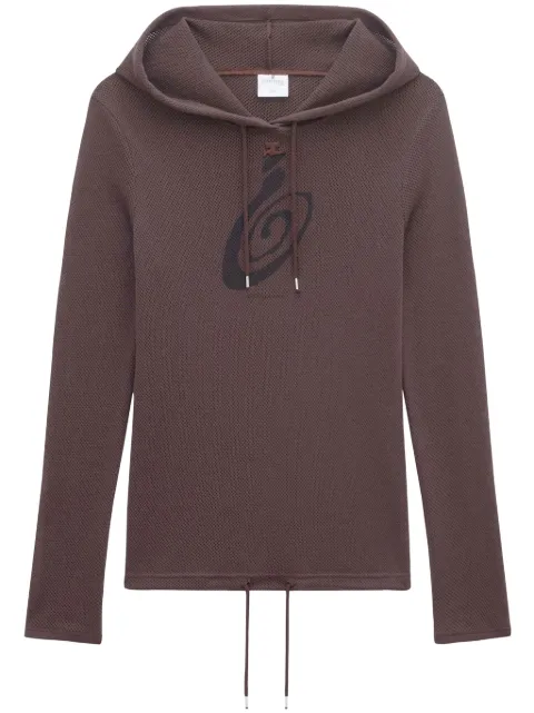 Courrèges logo-print mesh hoodie