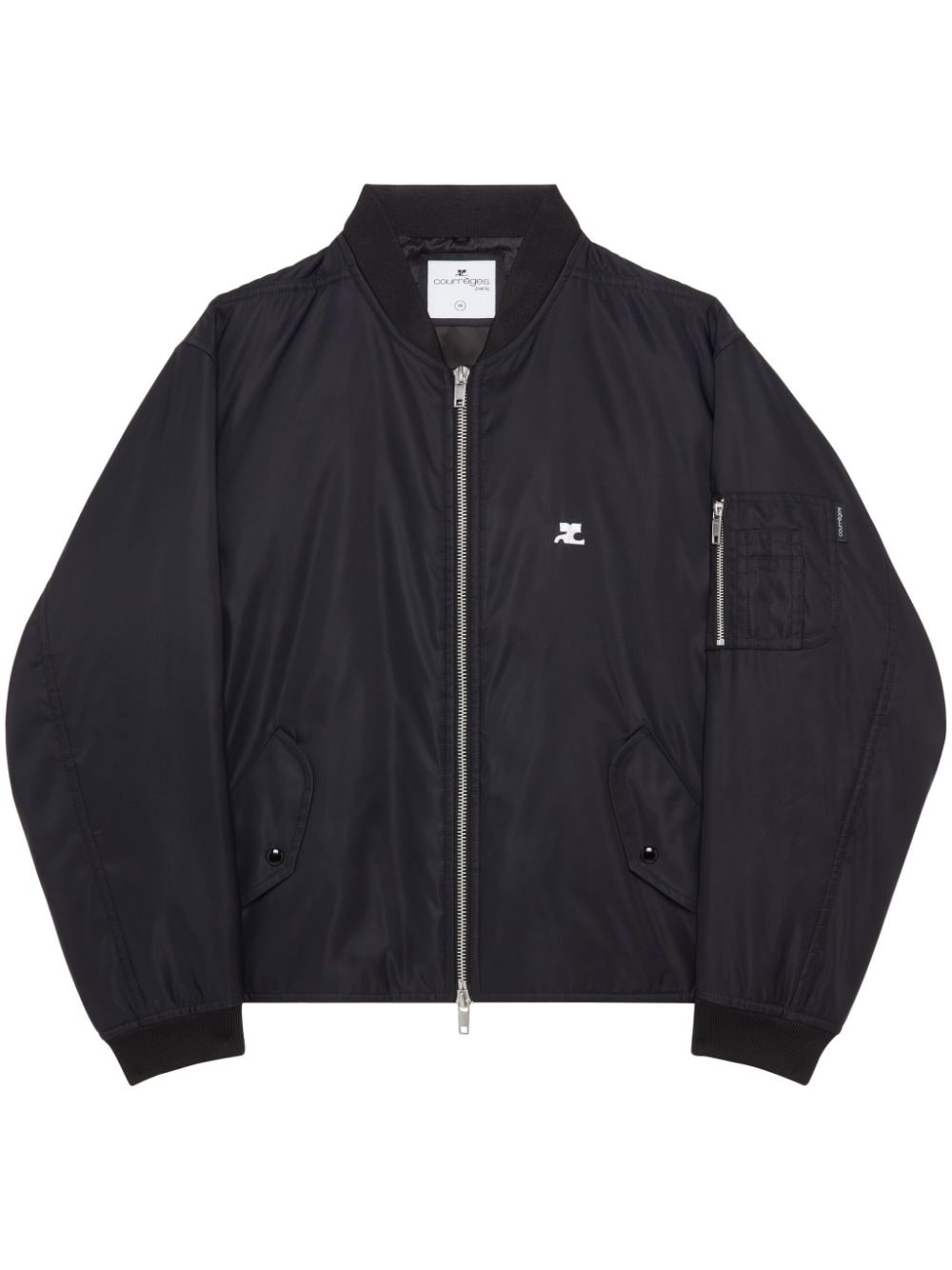 Courrèges logo-embroidered bomber jacket - Black