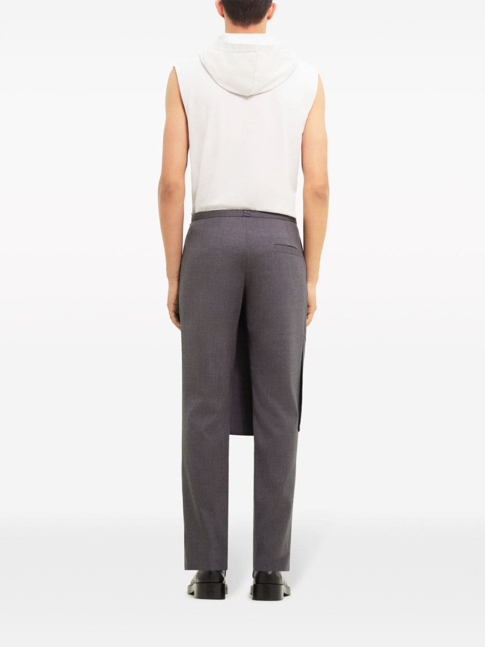 Shop Courrèges Layered-overskirt Tailored Trousers In Grey