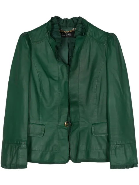 Gucci Pre-Owned جاكيت جلد قصير من الألفينيات