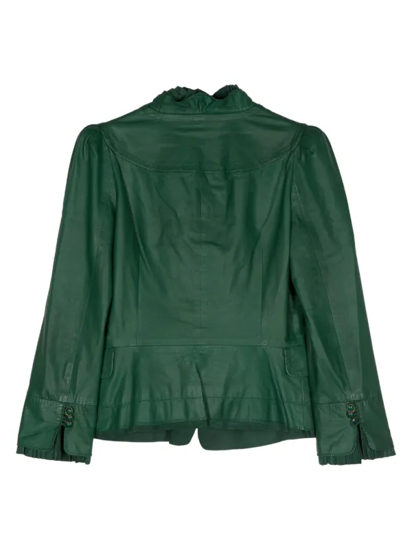 Gucci Pre-Owned 2000s Cropped Leather Jacket Green FARFETCH JO