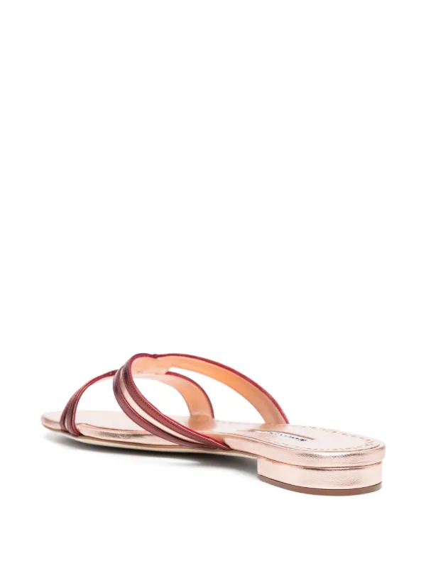 Manolo Blahnik Gasachan Leather Slides | Pink | FARFETCH ID