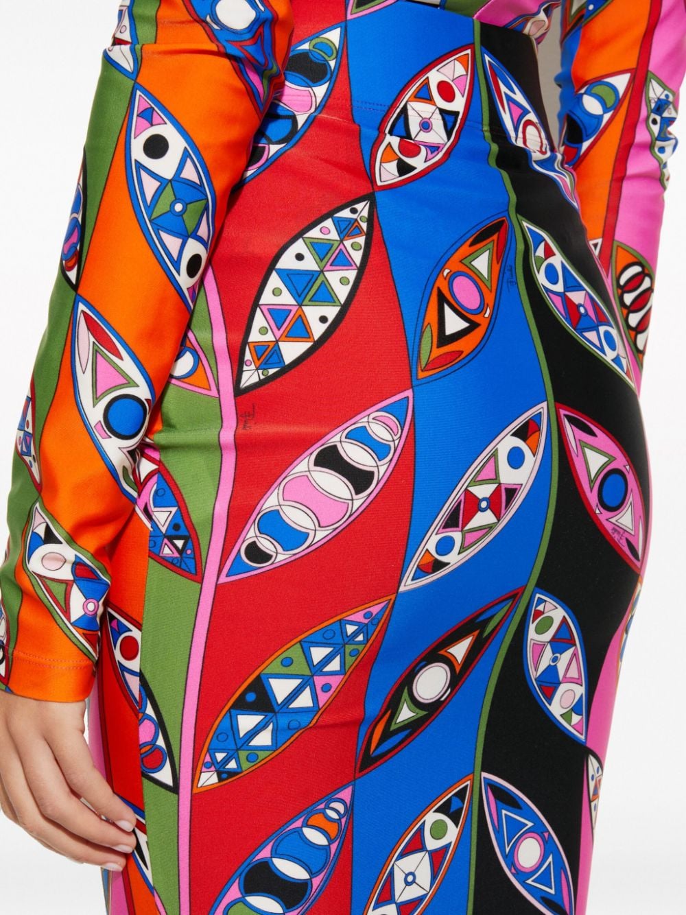 Shop Pucci Abstract-print Pencil Skirt In Blue