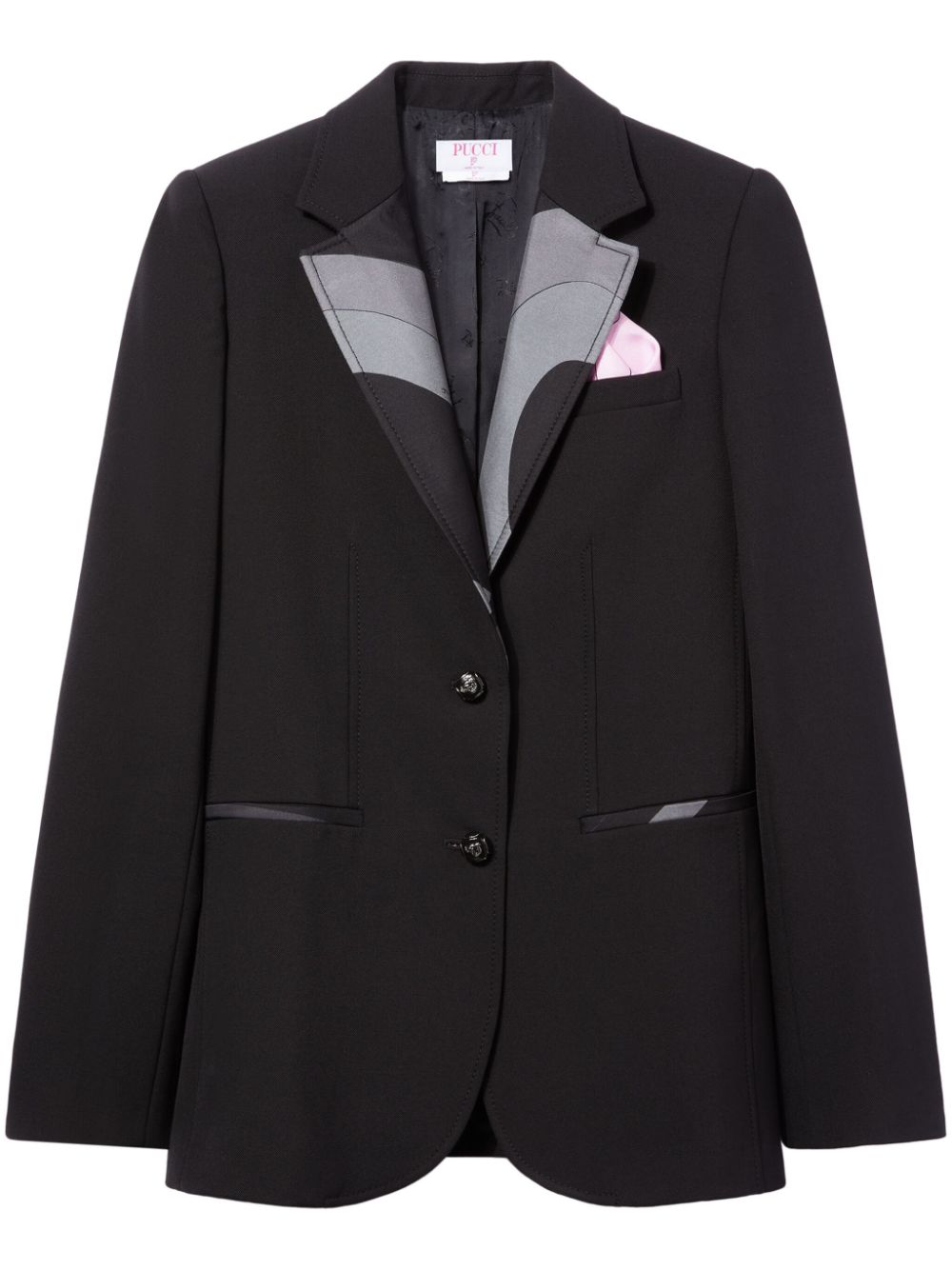 Pucci Marmo-print Single-breasted Blazer In Black