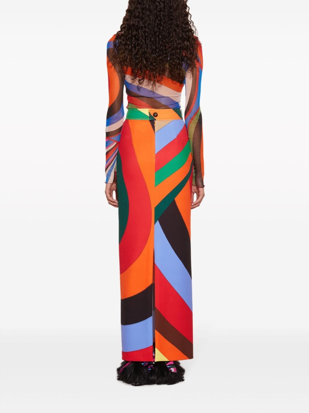 Shop Pucci Abstract-print Maxi Skirt In Green