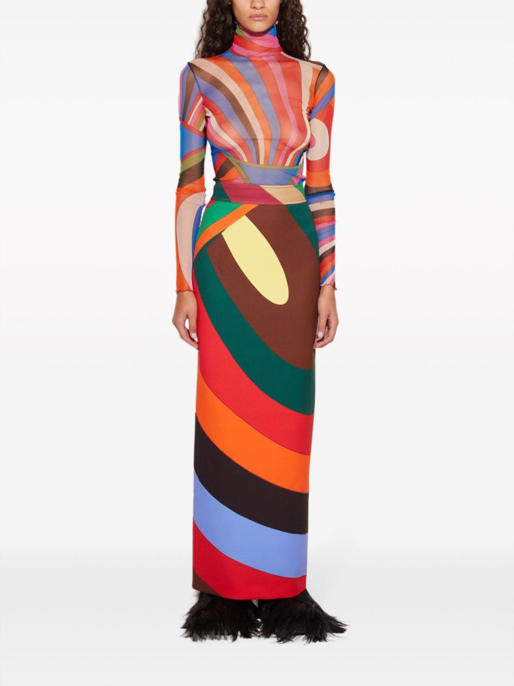 PUCCI abstract-print maxi skirt - Groen