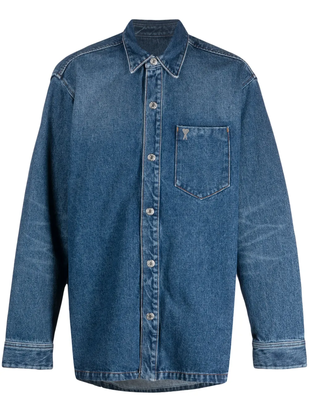 AMI Paris logo-plaque denim shirt