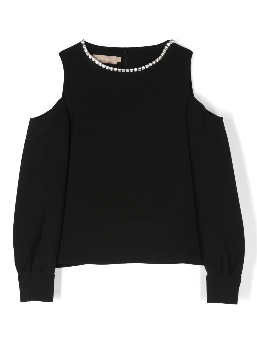 Elie Saab Junior Kids' Crystal-embellished Cut-out Sweatshirt In Black