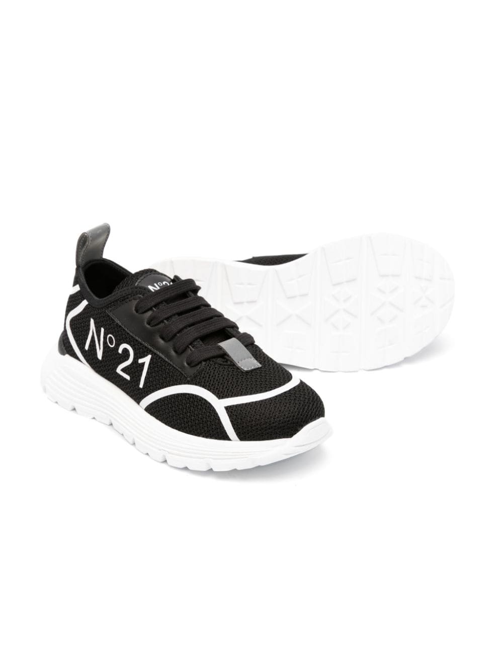 Shop N°21 Logo-print Panelled Sneakers In Black