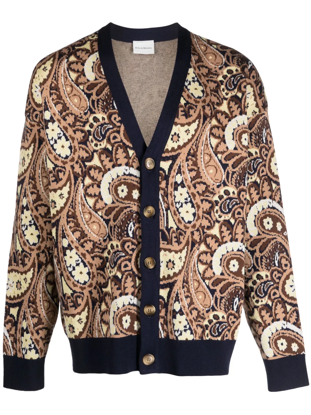 Drôle De Monsieur Paisley Cotton & Merino Wool Cardigan In Blue