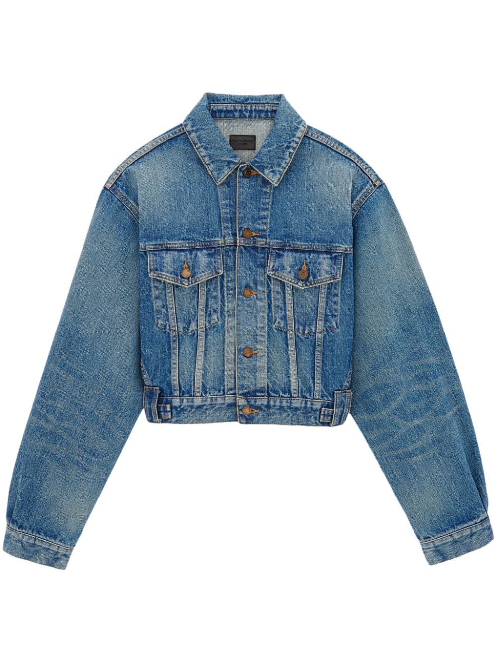 Shop Saint Laurent 80's Vintage Denim Jacket In Blue