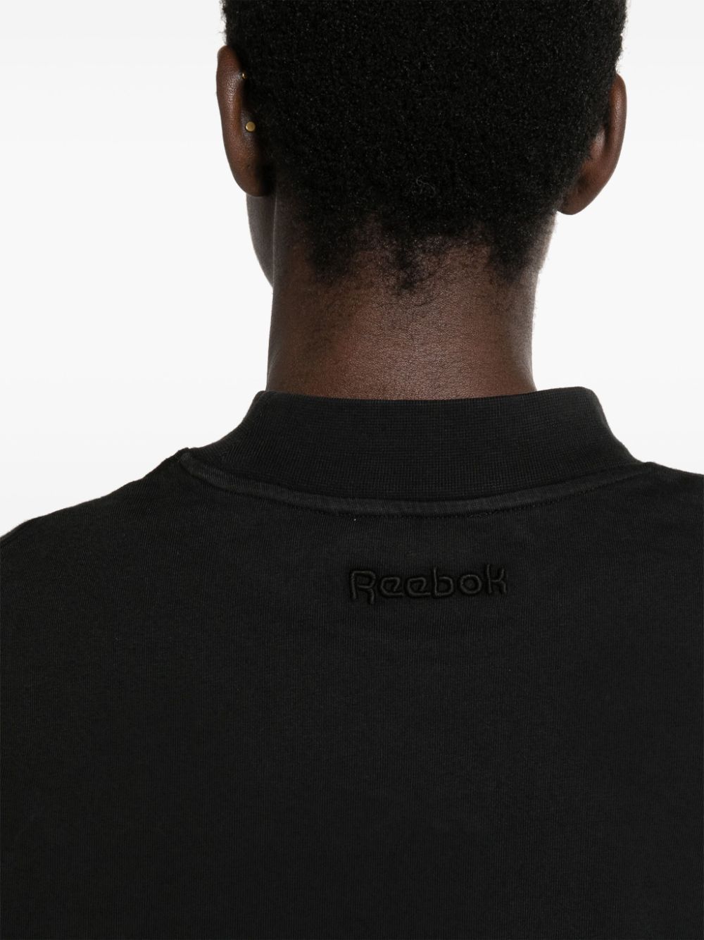 Shop Reebok Ltd Faded-effect Cotton Cropped T-shirt In Black