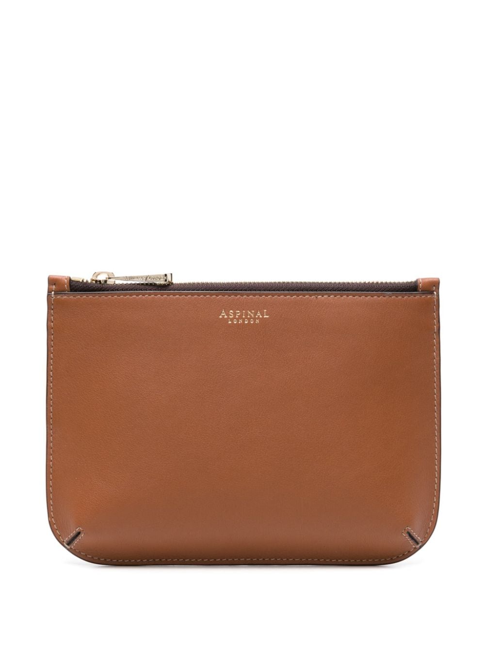 Shop Aspinal Of London Medium Ella Leather Pouch In Brown