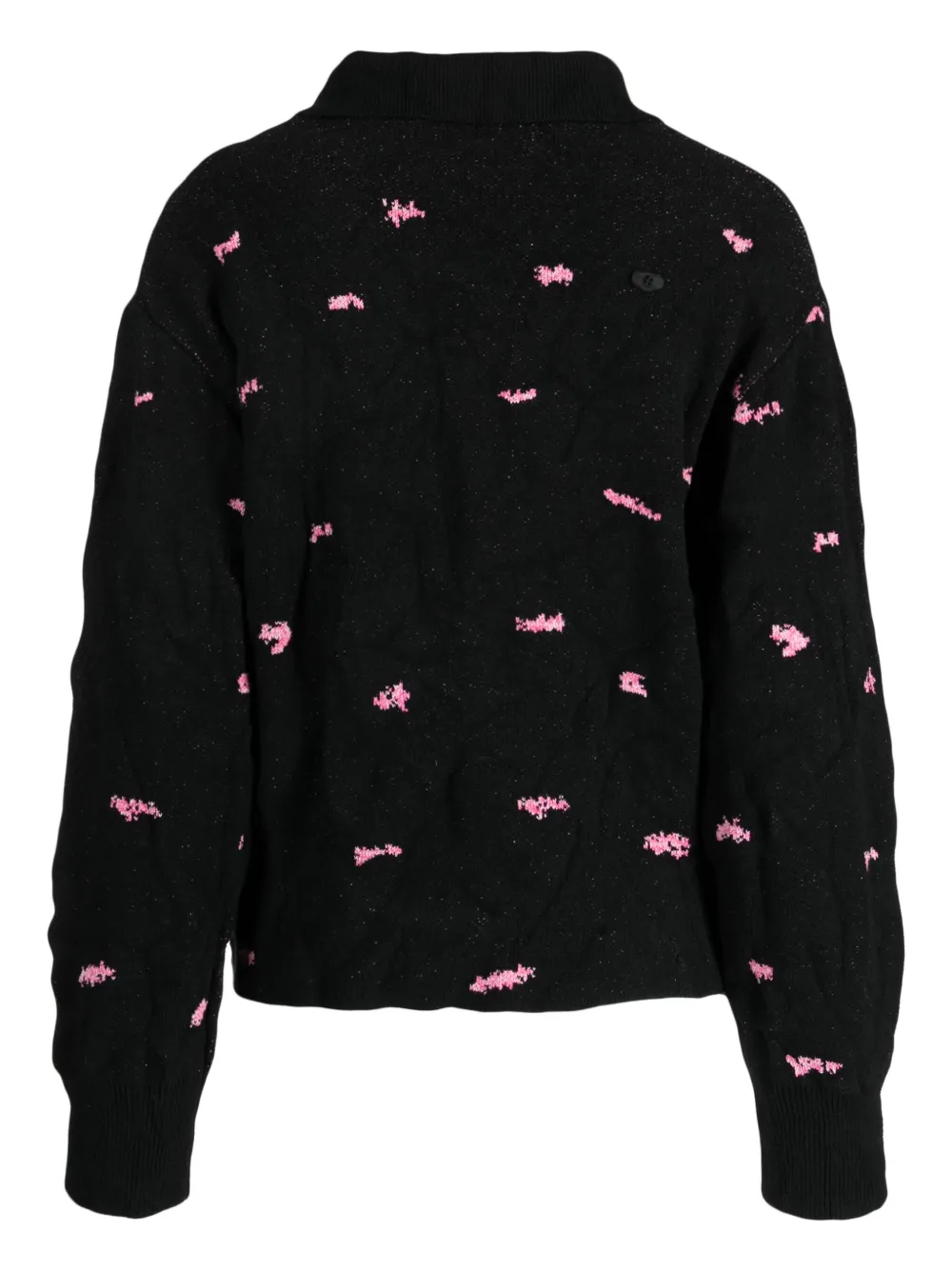 Ader Error Patterned Intarsia-knit Crinkled Cardigan In Black