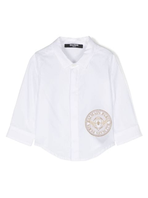 Balmain Kids Hemd mit Logo-Patch