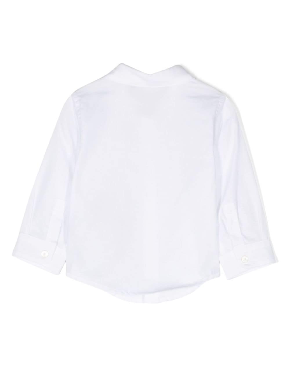 Shop Balmain Logo-patch Cotton Shirt In White