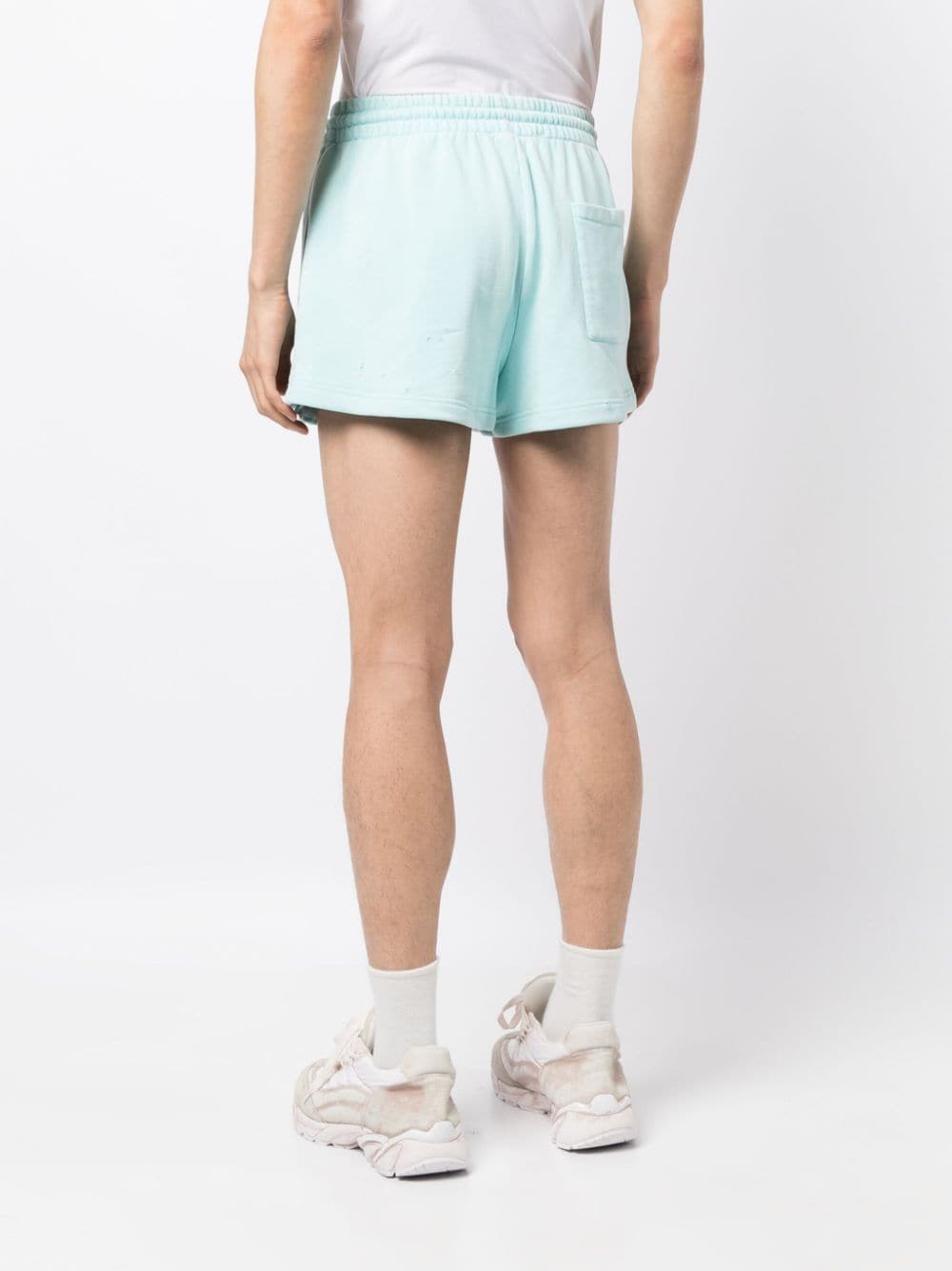 Shop Natasha Zinko Drawstring Cotton Track Shorts In Blue