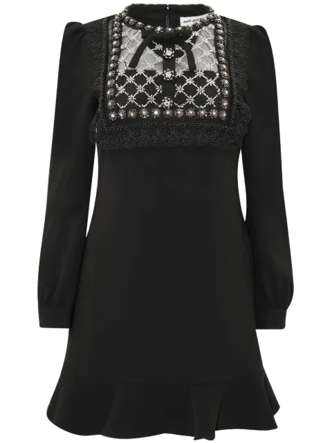 Self-Portrait crystal-embellished long-sleeve minidress